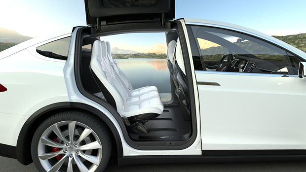 Tesla Model X zweite Sitzreihe weiss