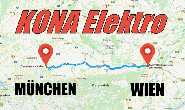 Hyundai Kona Elektro Wien München 420km